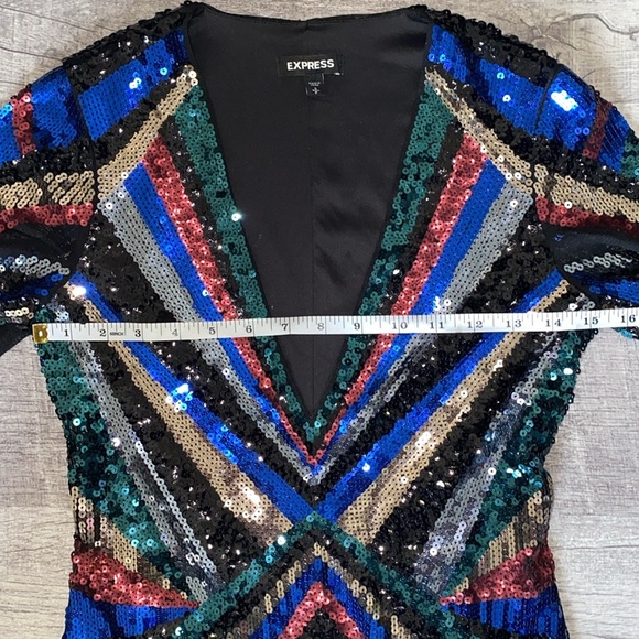 EXPRESS Rainbow Sequin Bling Shift Dress - Picture 5 of 10